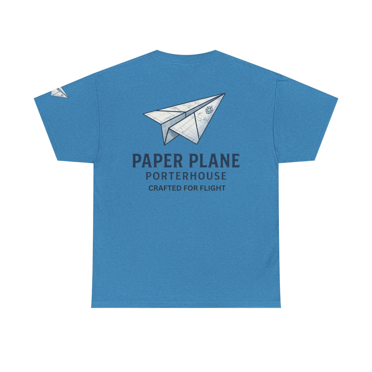 Color: Heather Sapphire | Paper Plane Porterhouse Premium Graphic Tee