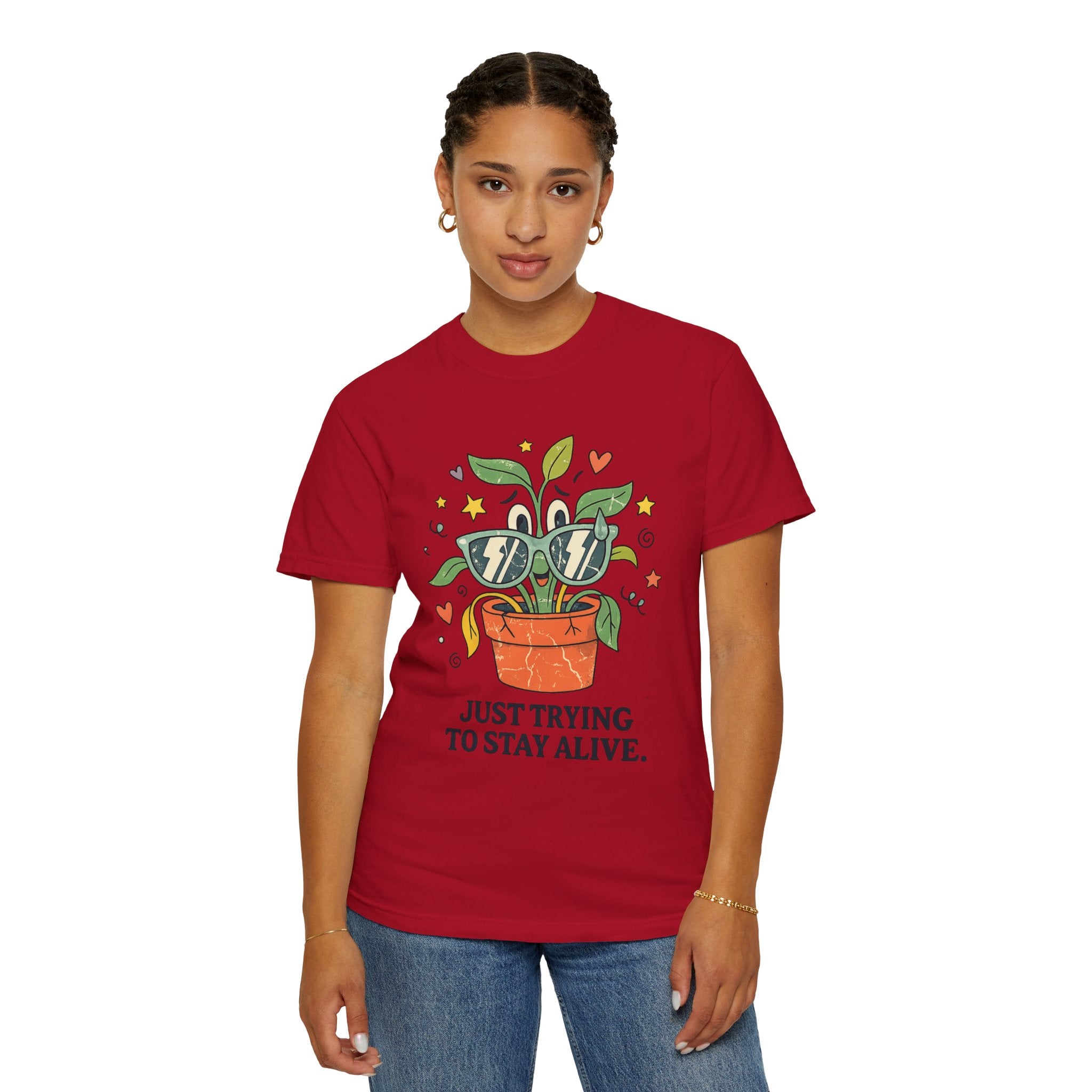 "Trying to Stay Alive" Unisex Garment-Dyed T-shirt