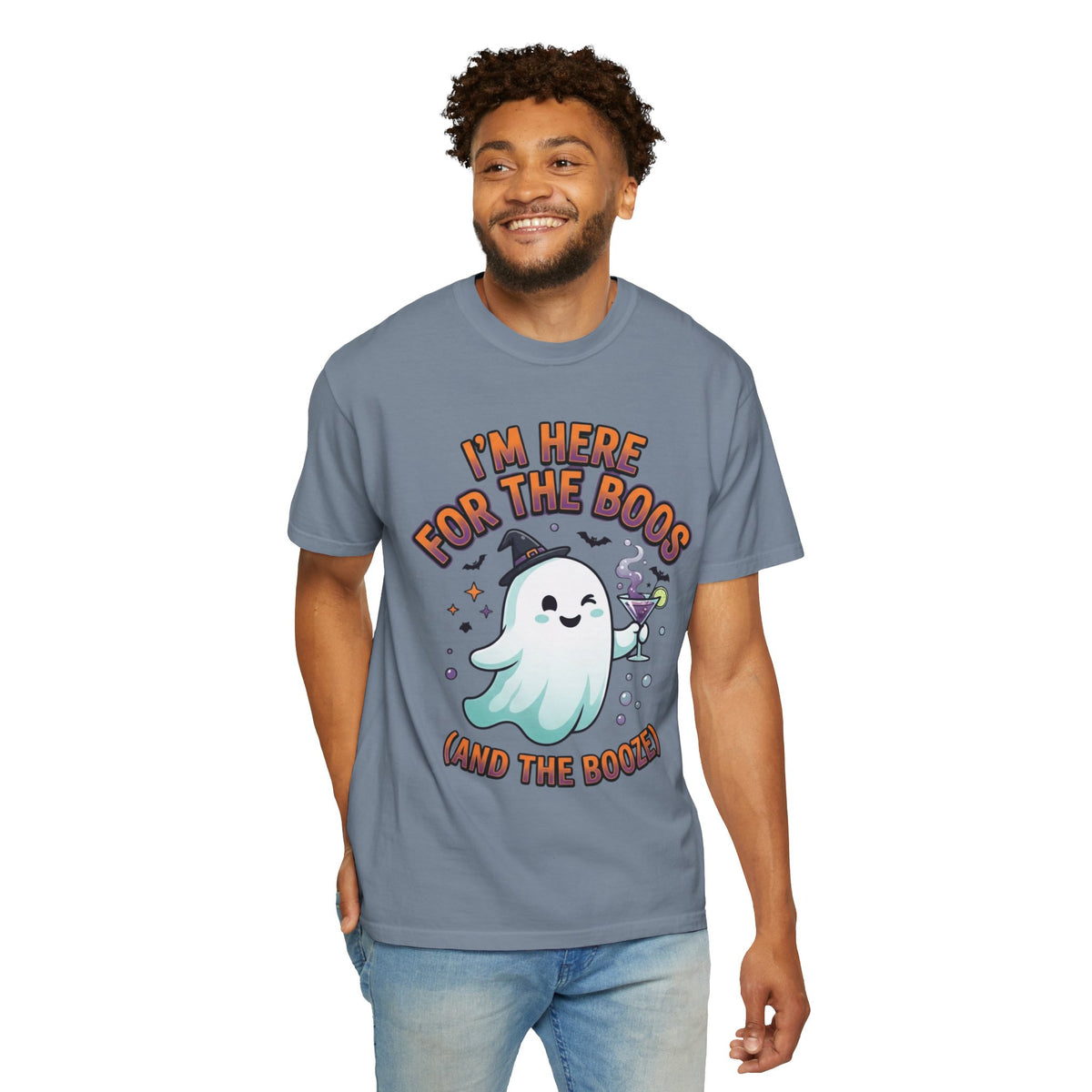 Color: Blue Jean | I'm Here For The Boos Unisex Garment-Dyed Tee