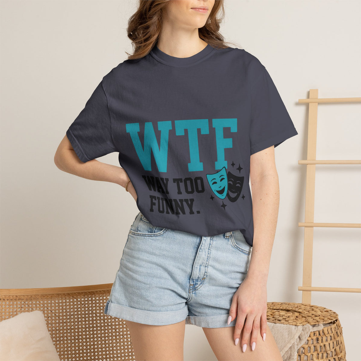 "WTF Way Too Funny - Black" Unisex Garment-Dyed T-shirt