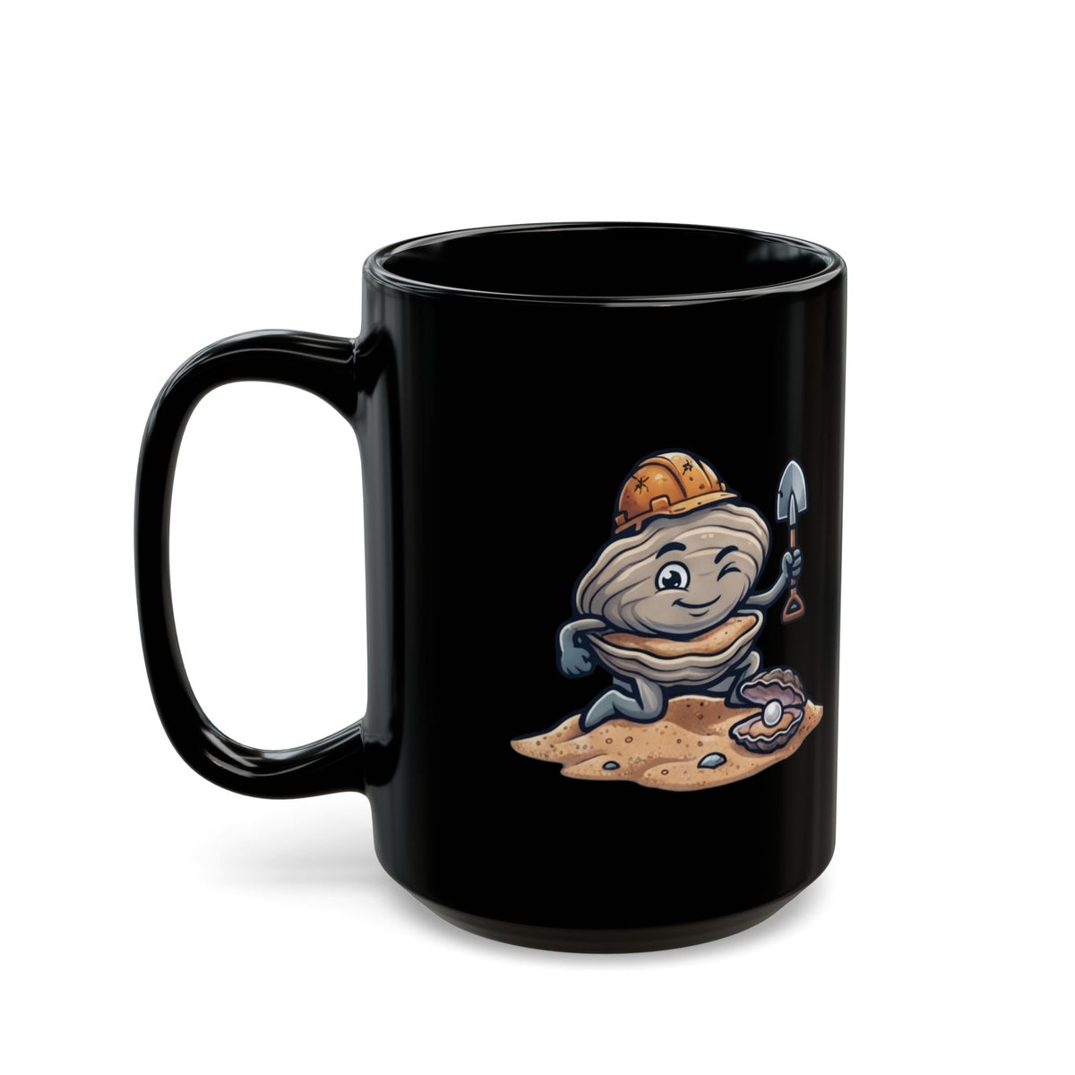 "Digging For The Big Pearl" Black Ceramic Mug — Graphic