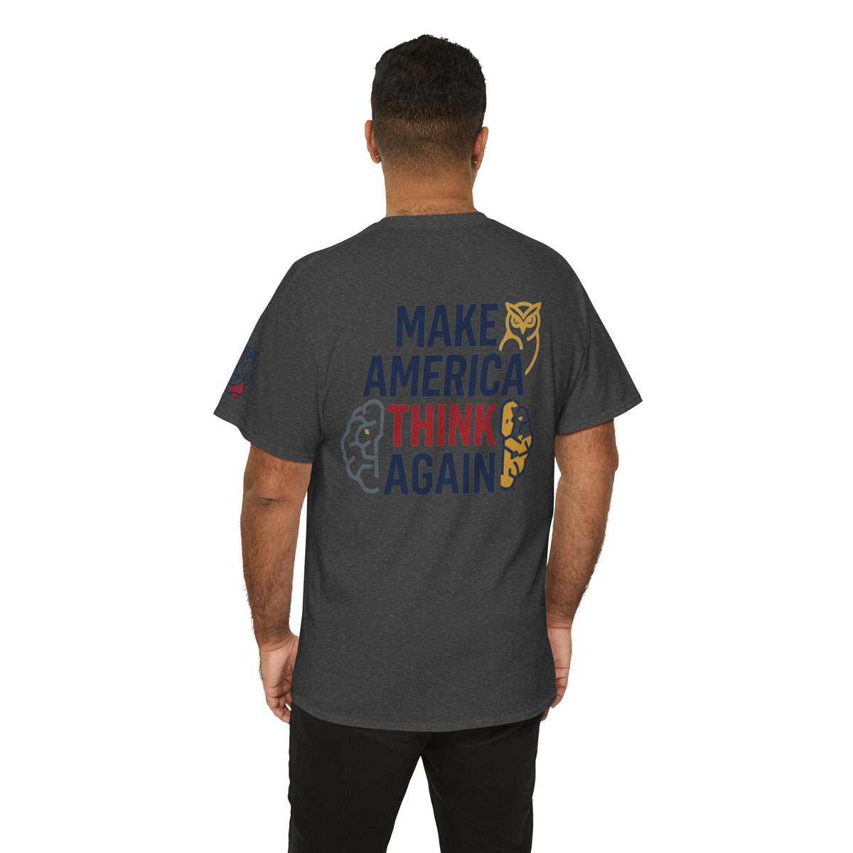 Color: Dark Heather | Make America Think Again Premium Graphic Tee