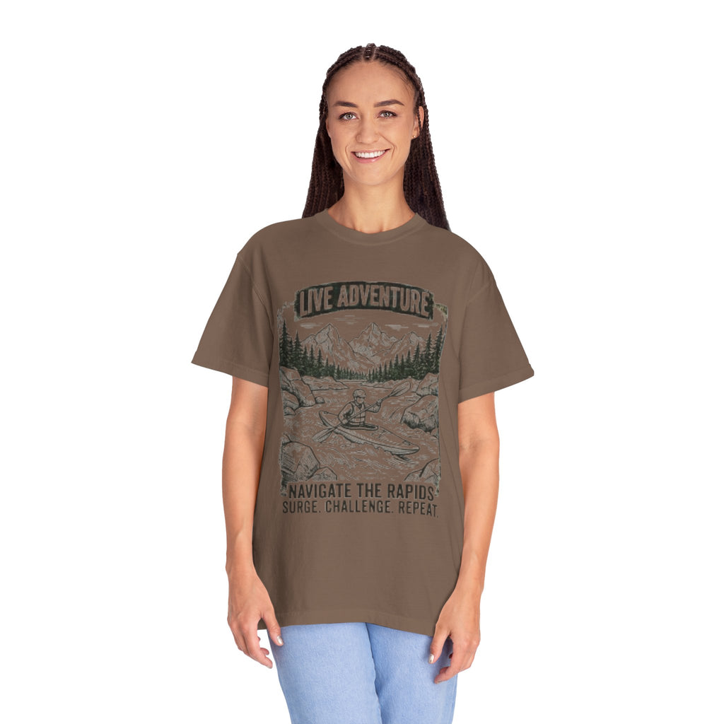 "Live Adventure - Kayak" Unisex Garment-Dyed Tee