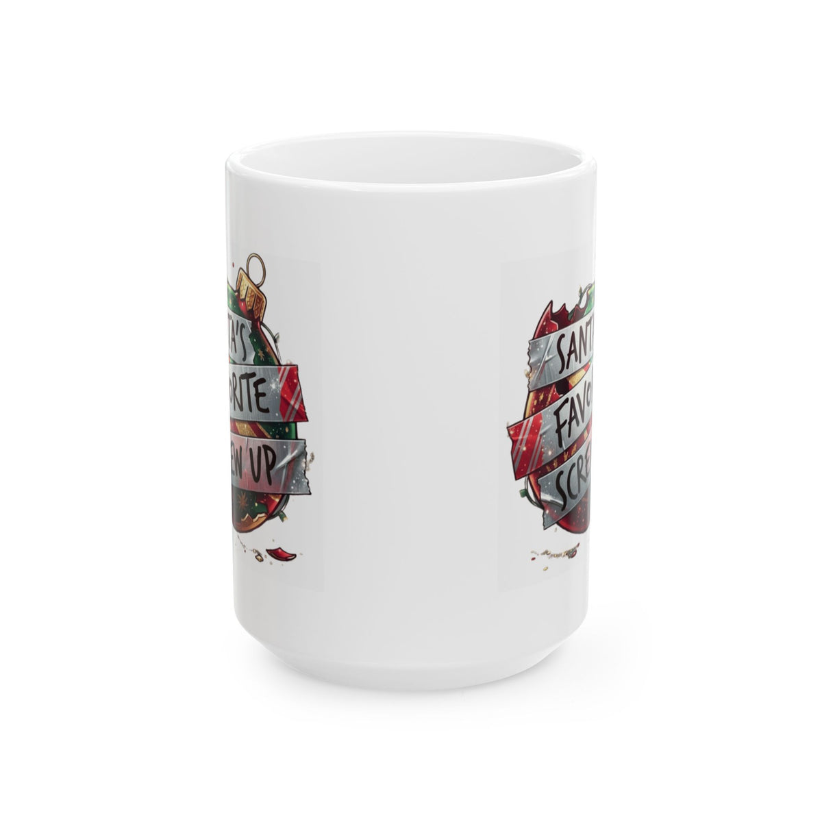 "Santa's Favorite Screw Up" White Ceramic Mug — Graphic