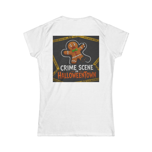 Color: White | Crime Scene in Halloweentown Women's Tee