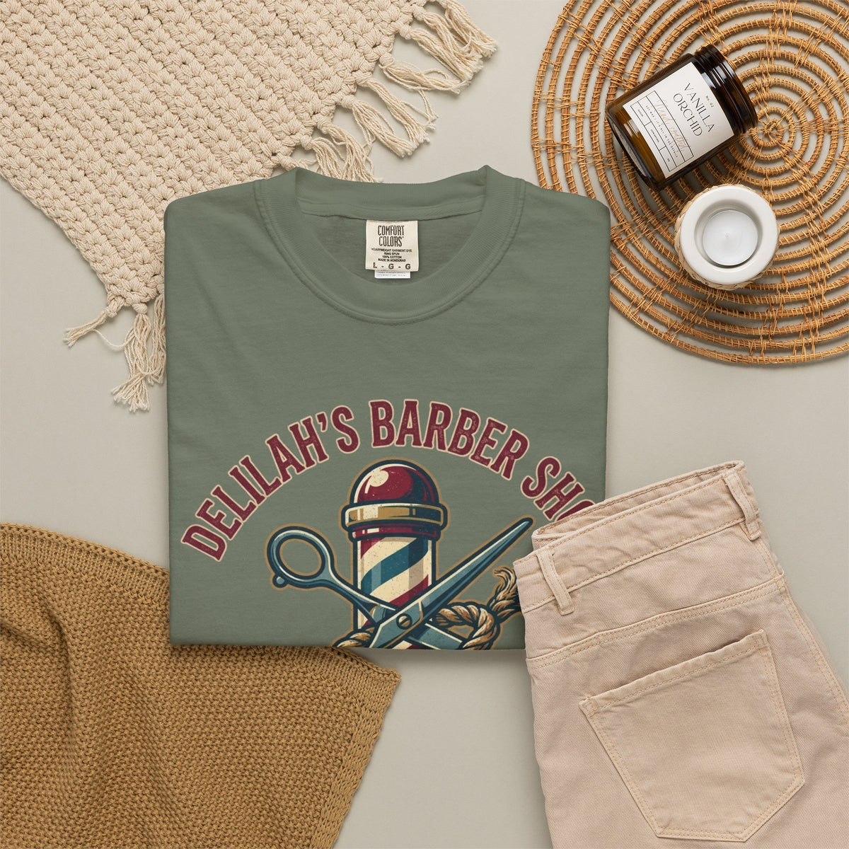 "Good Book Series Delilah's Barber Shop" Unisex Garment-Dyed Tee