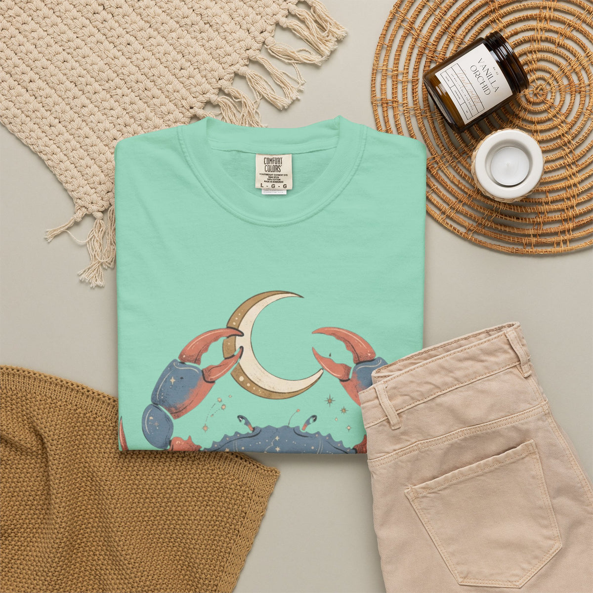 "Cancer The Moon Child Crab" Unisex Garment-Dyed Tee