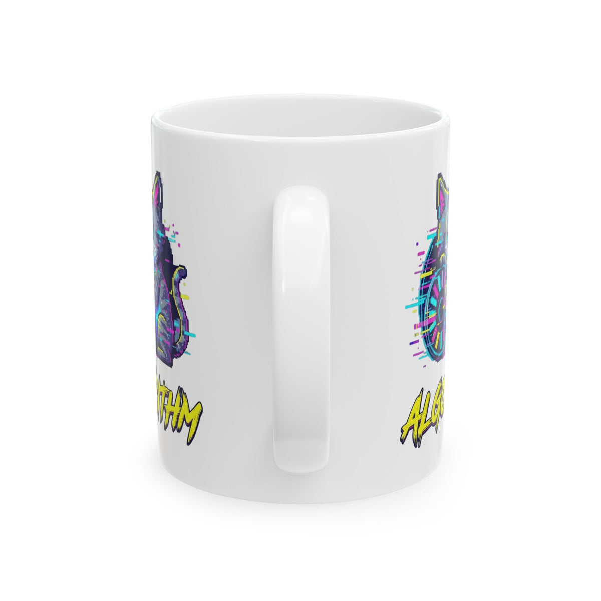 "Keep Calm And Blame The Algorithm" White Ceramic Mug — Graphic