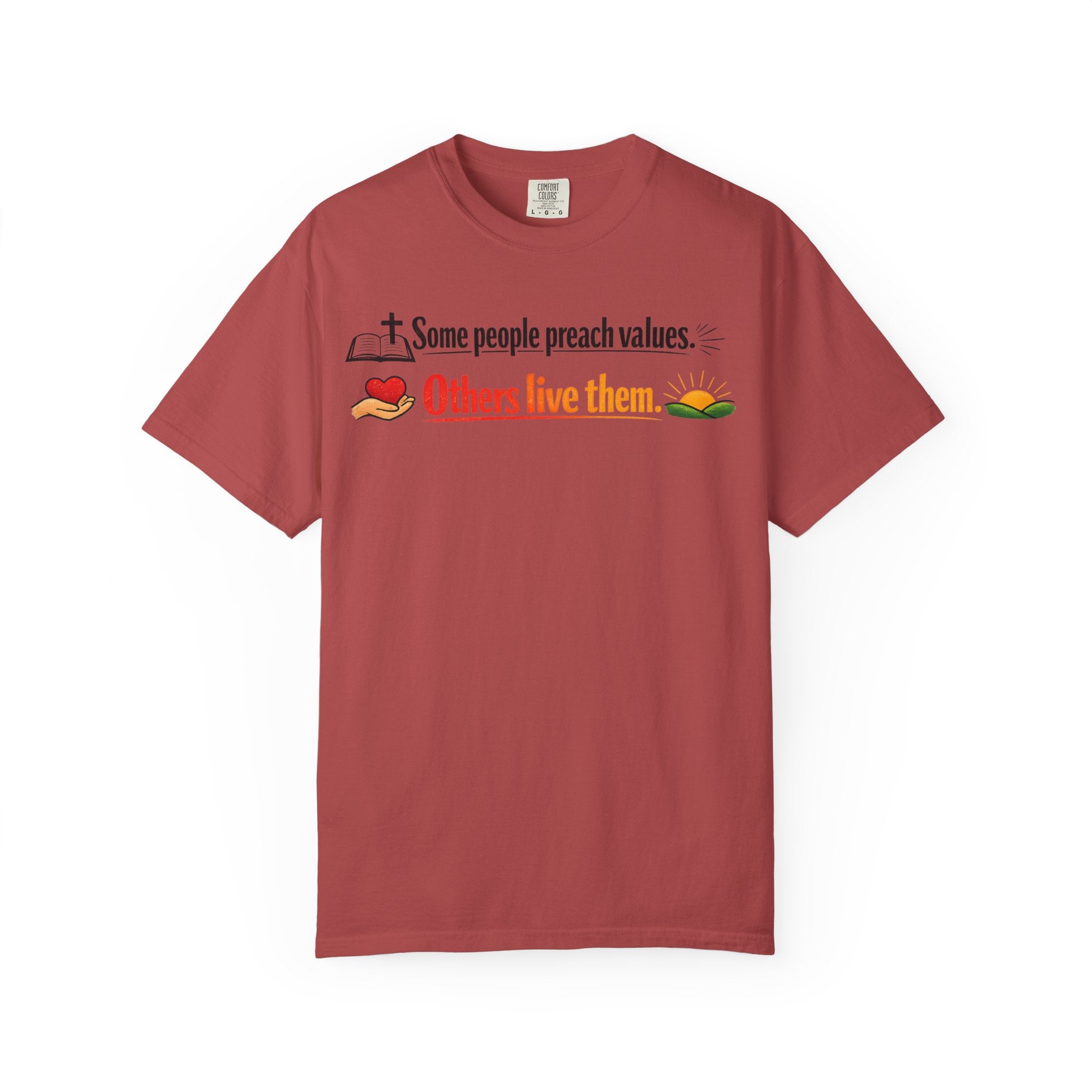 "Actions Over Sermons" Unisex Garment-Dyed T-shirt