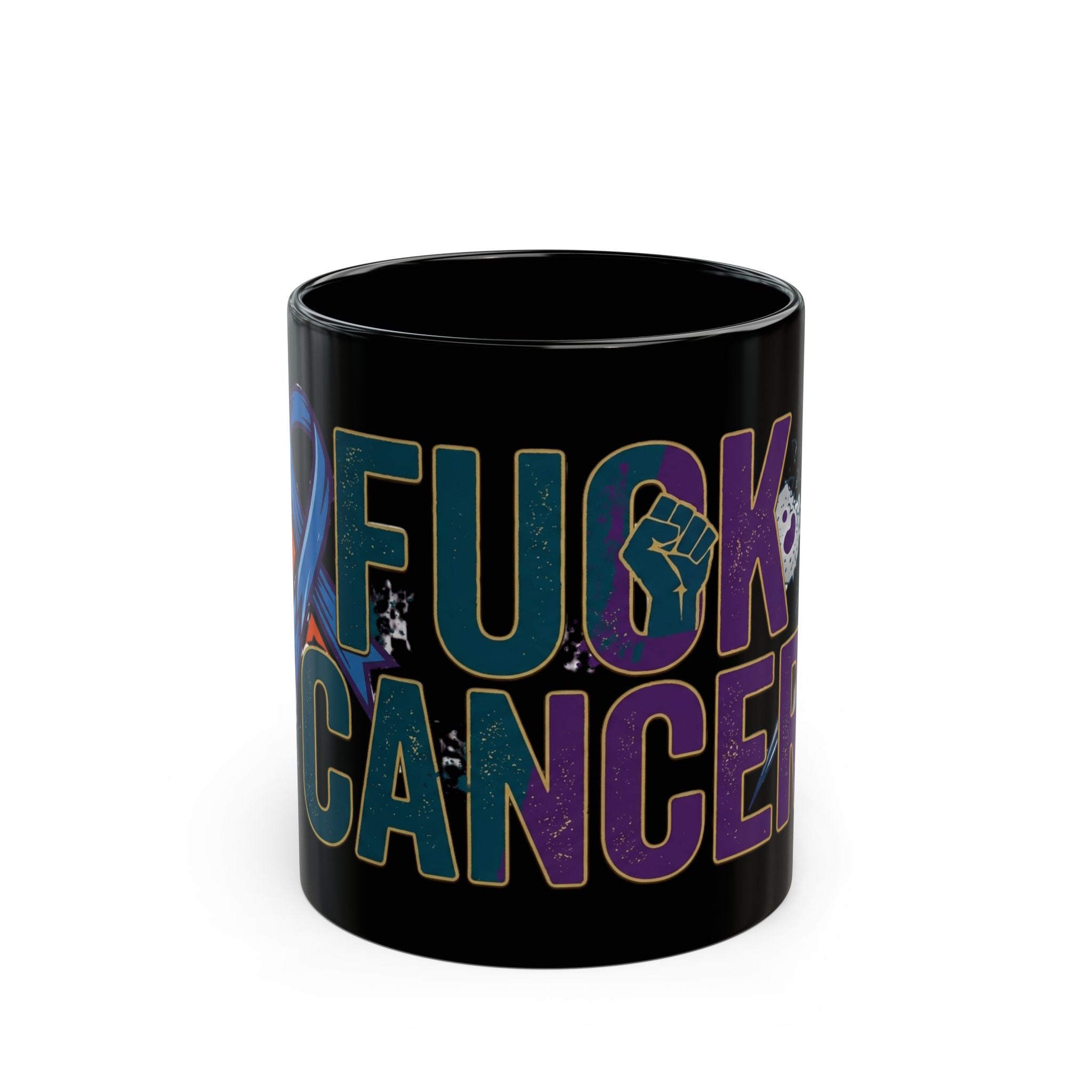"Fuck Cancer" Black Ceramic Mug