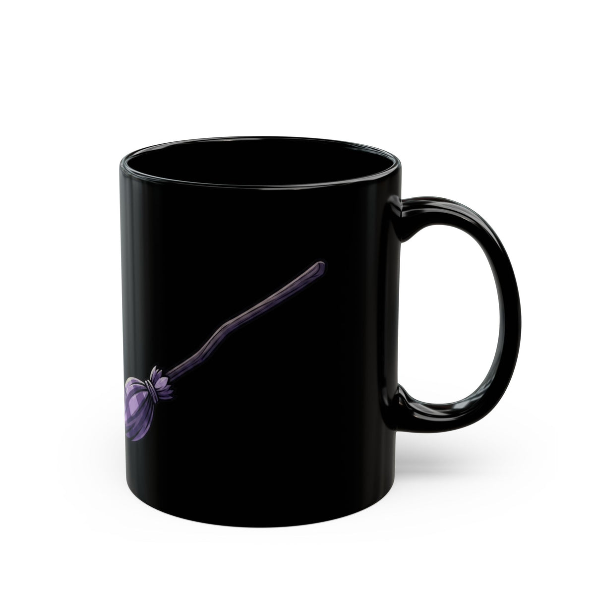 "Wanna See My Broomstick" Black Ceramic Mug — Graphic