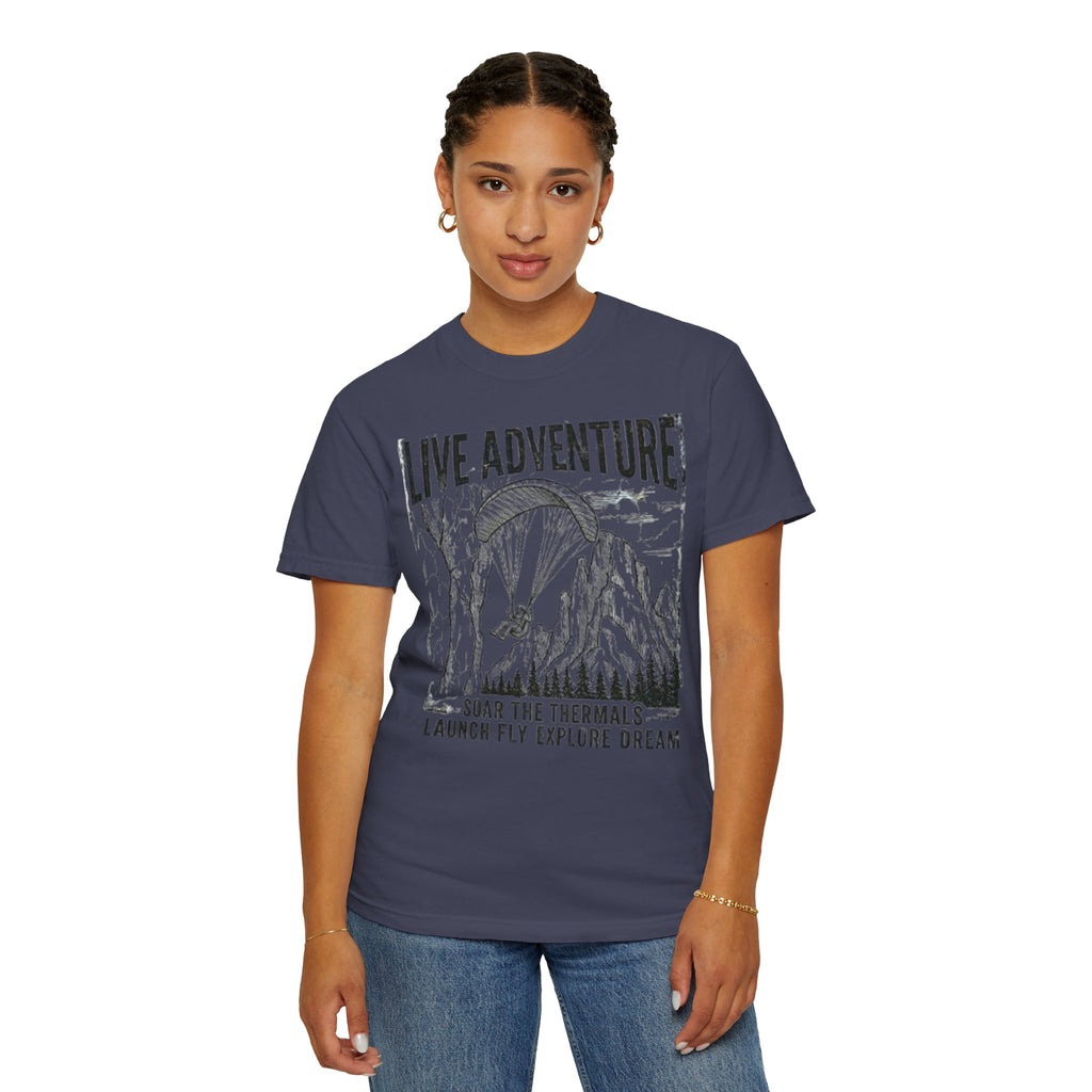 "Live Adventure - Soar the Thermals" Unisex Garment-Dyed Tee