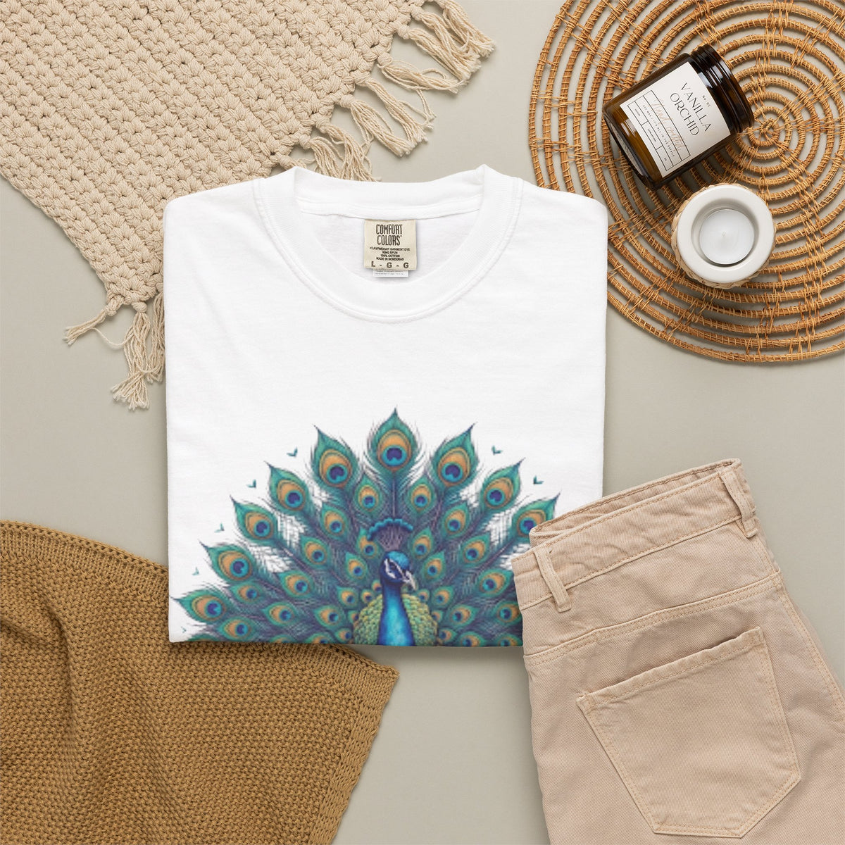 "Hippy Peacock" Unisex Garment-Dyed Tee