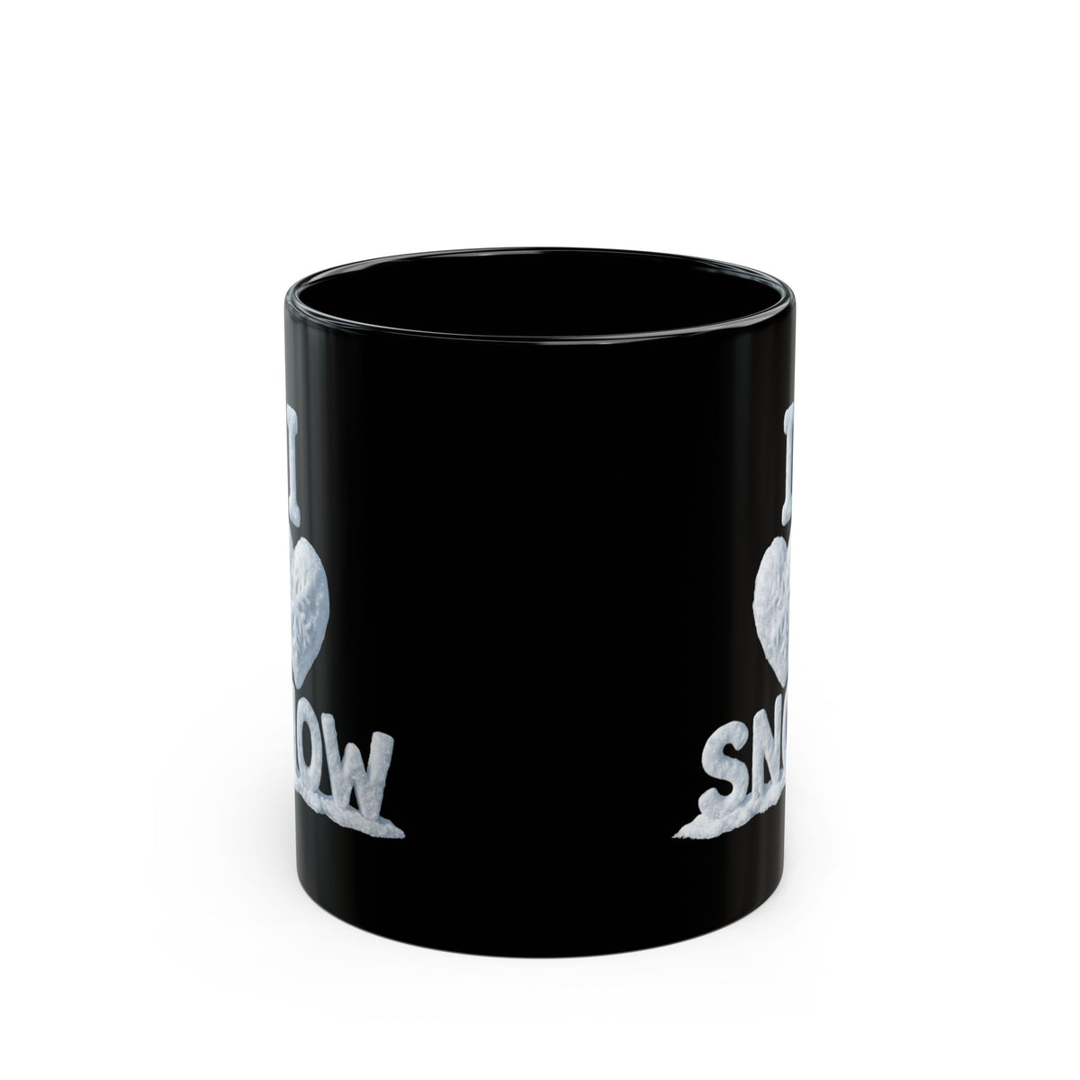 "I Love Snow" Black Ceramic Mug