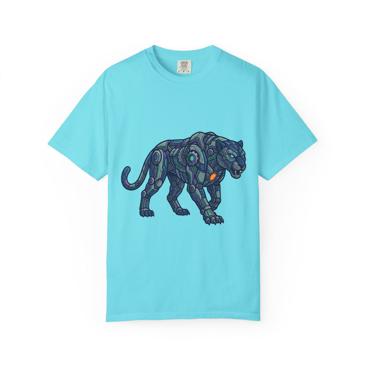 Color: Lagoon Blue | Cyber Panther Unisex Garment-Dyed Tee