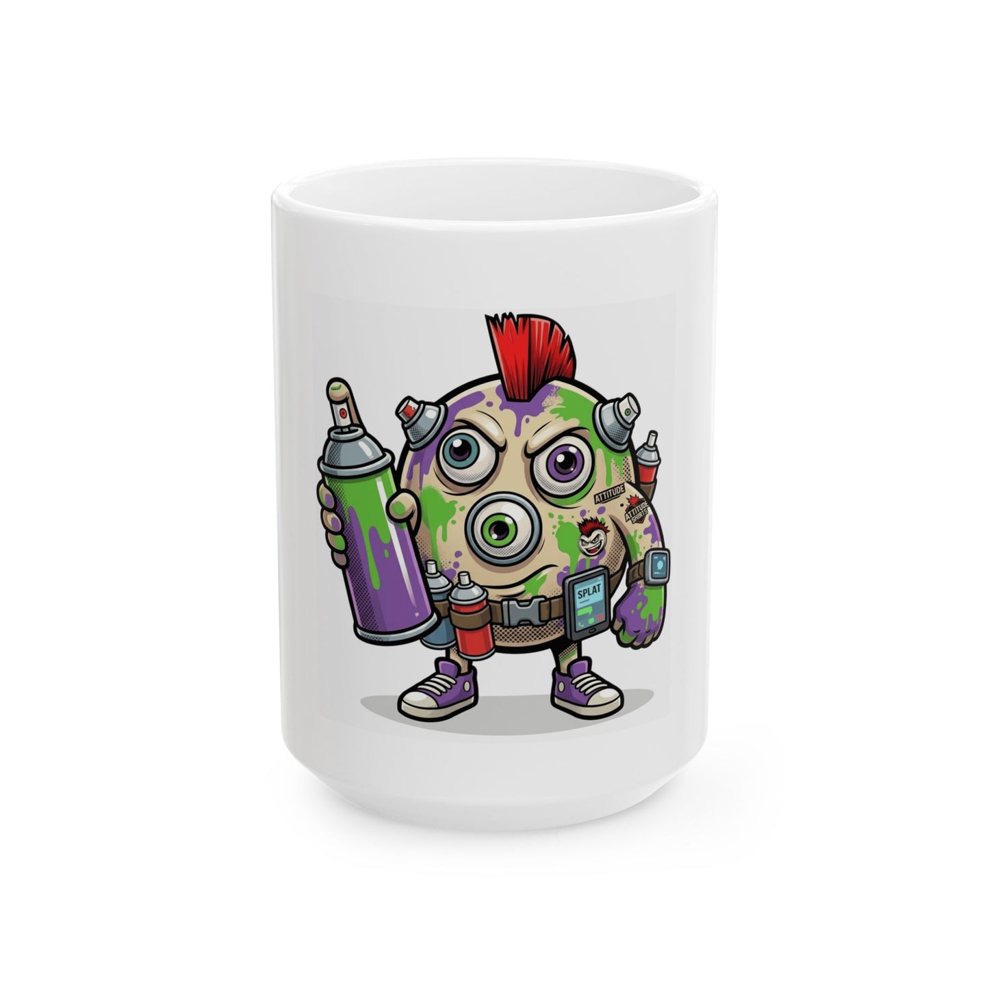 "Graffiti" White Ceramic Mug