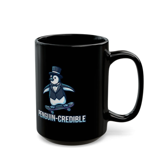 "Penguin Credible" Black Ceramic Mug