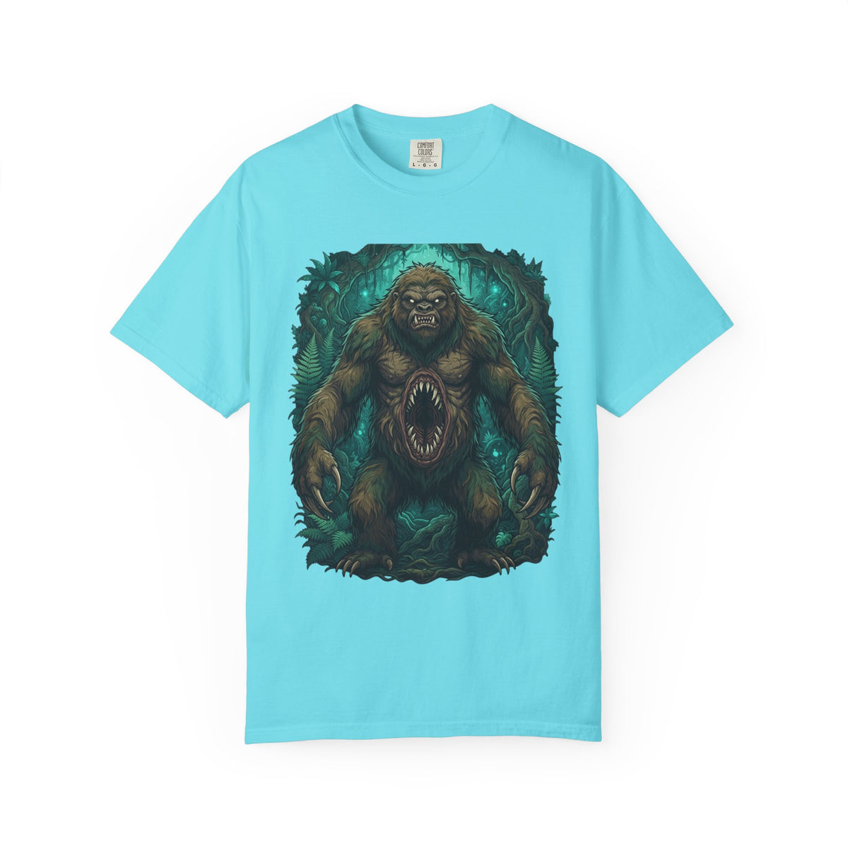 Color: Lagoon Blue | Mapinguari (Amazon Rainforest) Unisex Garment-Dyed Tee