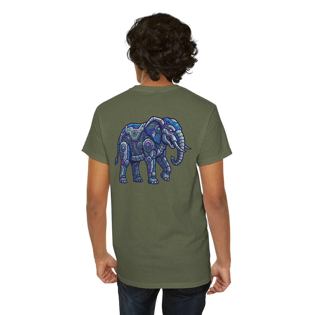 Color: Military Green | Cyber Elephant Premium Graphic Tee