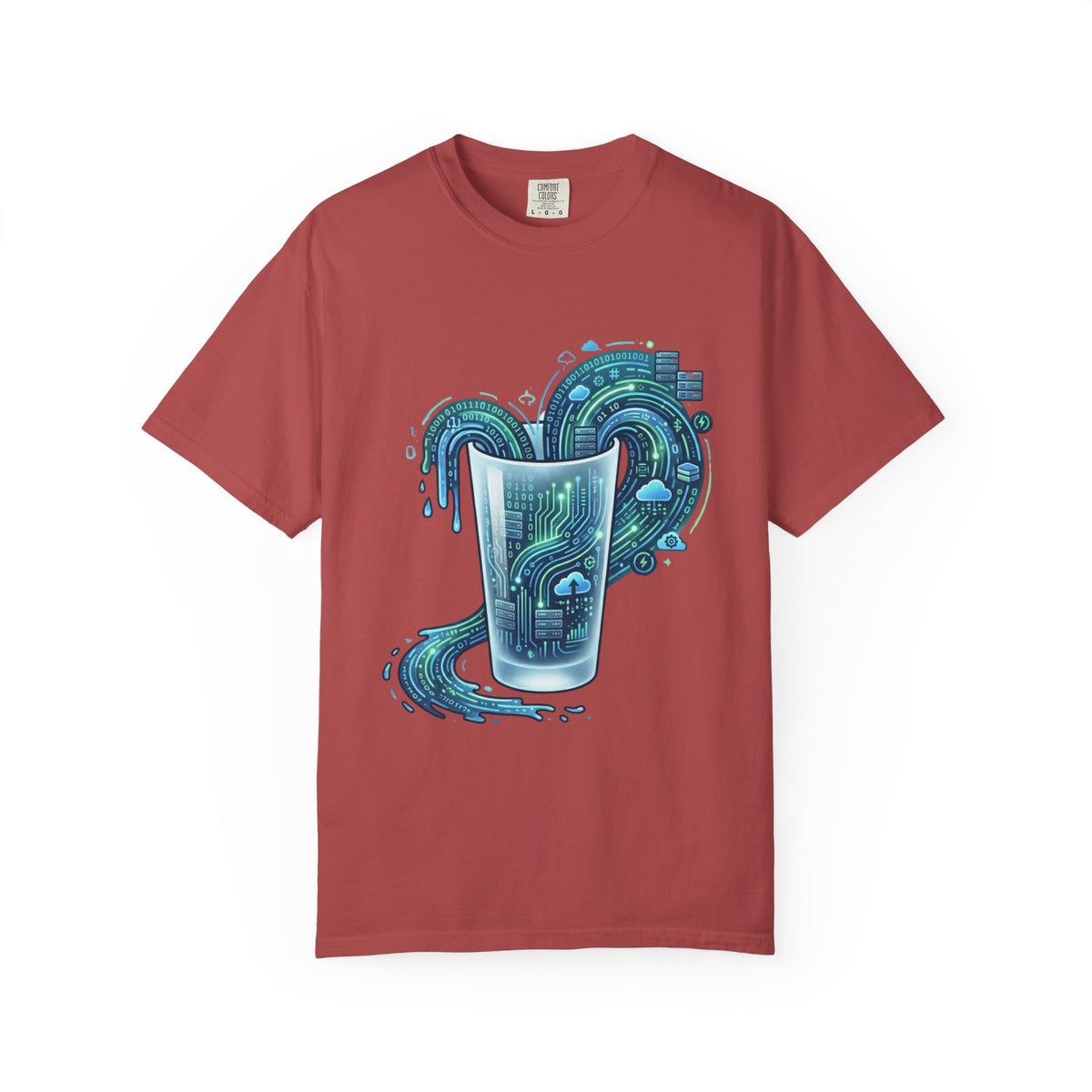 Color: Crimson | Glass of Data Unisex Garment-Dyed T-shirt