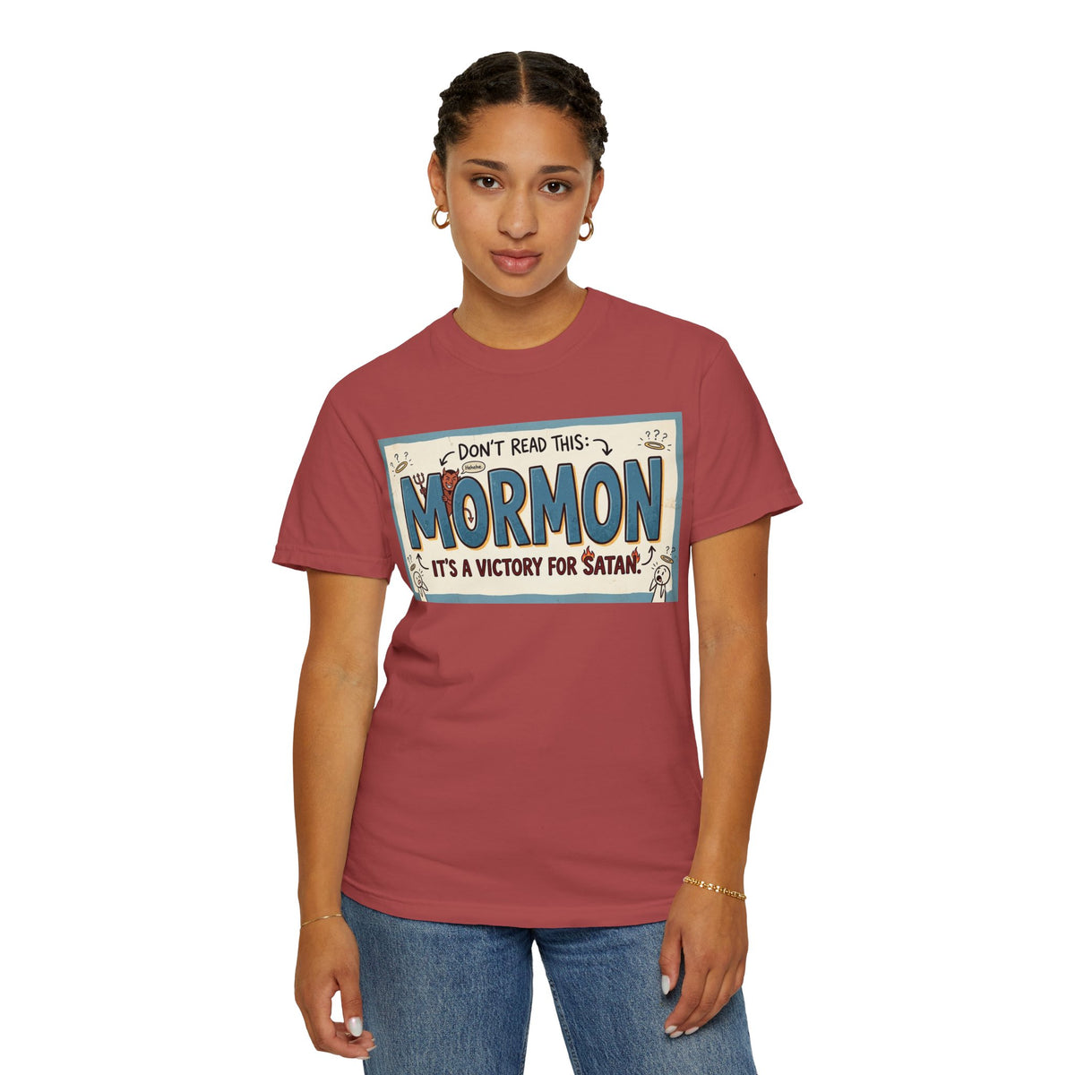 Color: Crimson | Victory for Satan T-Shirt Unisex Garment-Dyed T-shirt