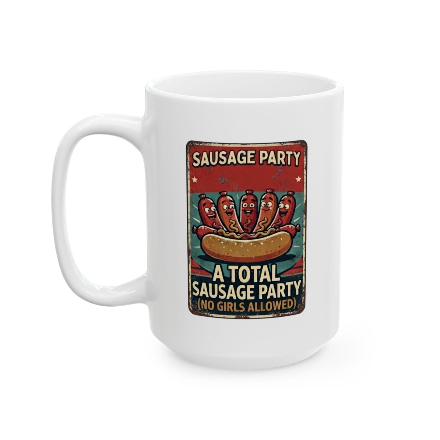 "Sausage Party" White Ceramic Mug