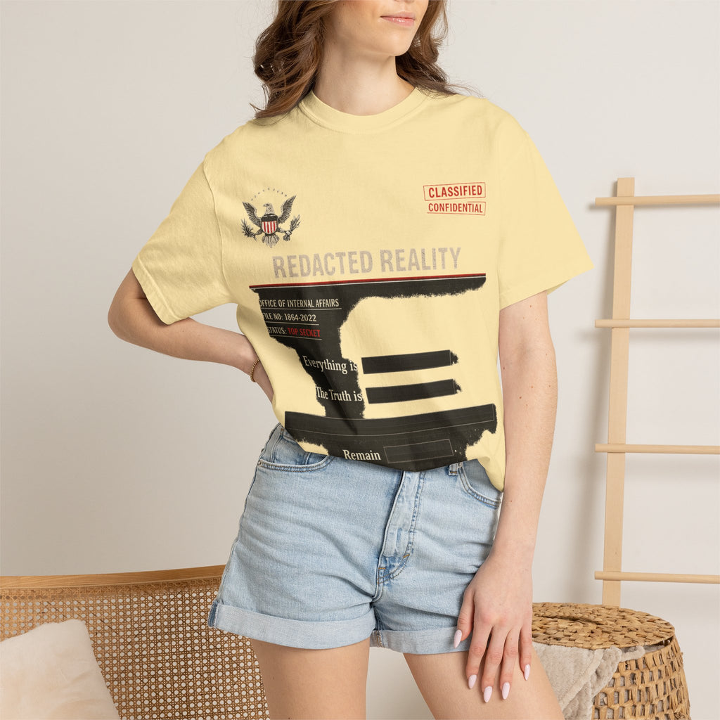 "[REDACTED] for Your Protection" Unisex Garment-Dyed T-shirt