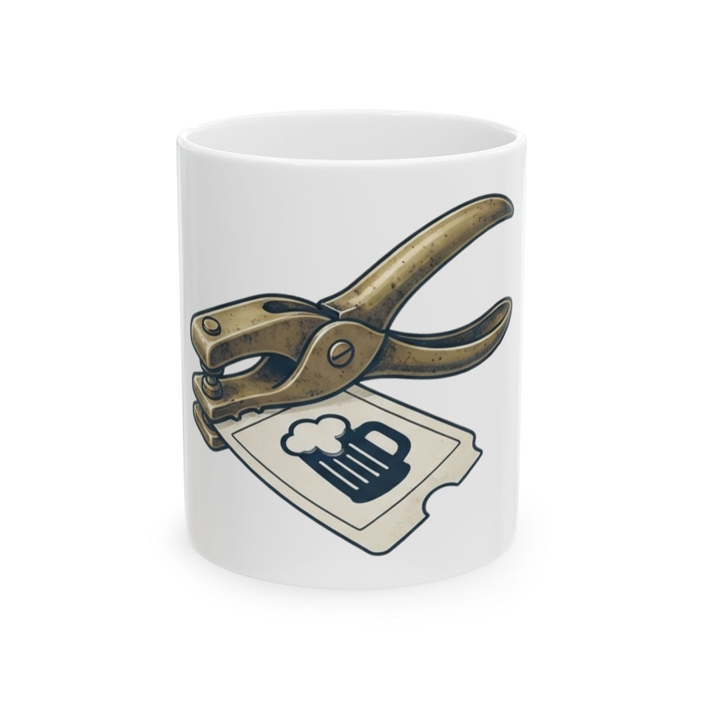 "One-Way Ticket Brewery" White Ceramic Mug — Graphic