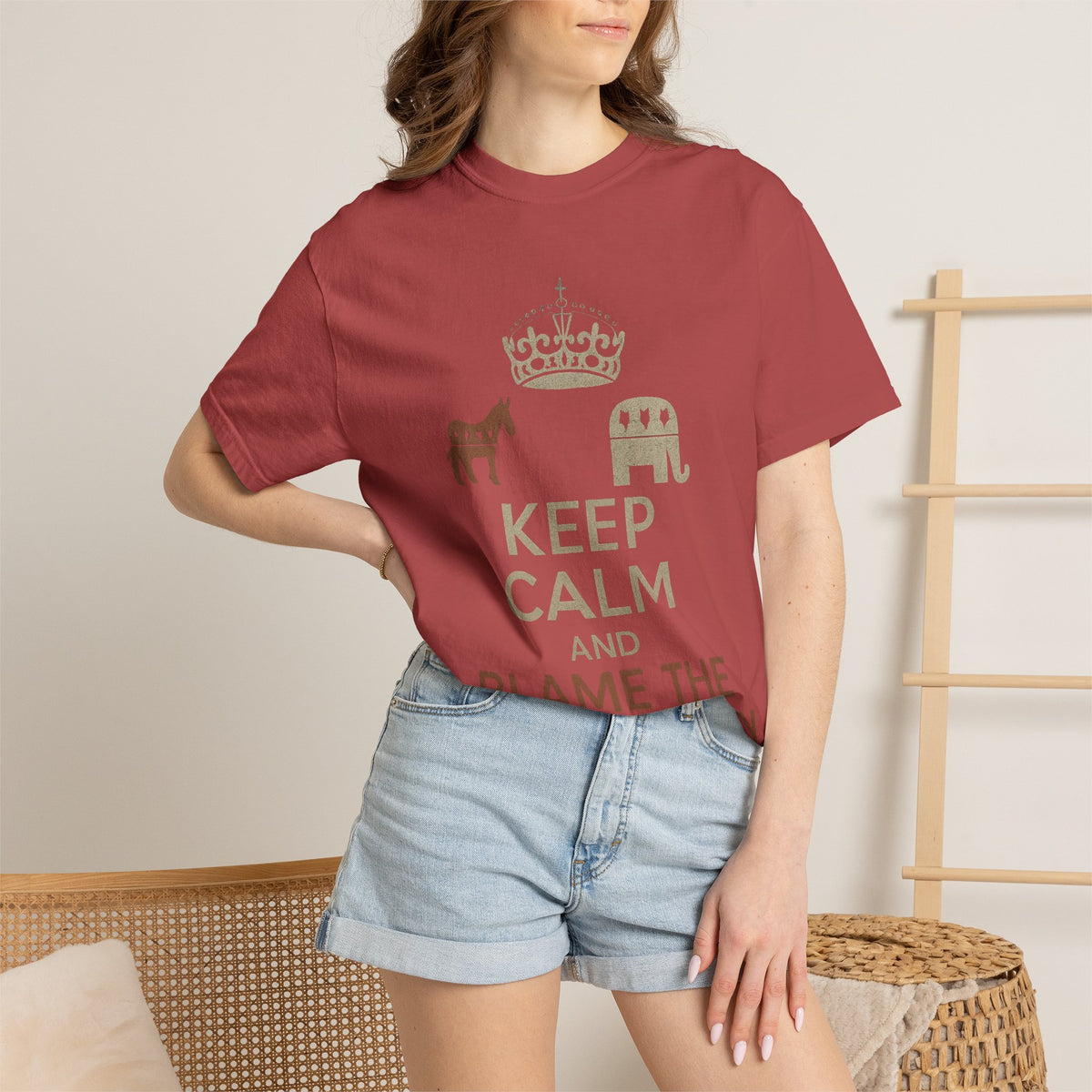 ""KEEP CALM AND BLAME THE OTHER PARTY" Unisex Garment-Dyed T-shirt