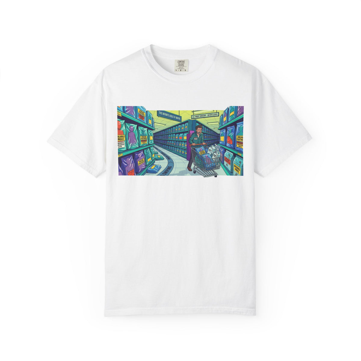 Color: White | Infinite Dating Unisex Garment-Dyed Tee