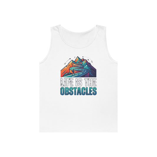 Color: White | Life Is The Obstacles Tank Top