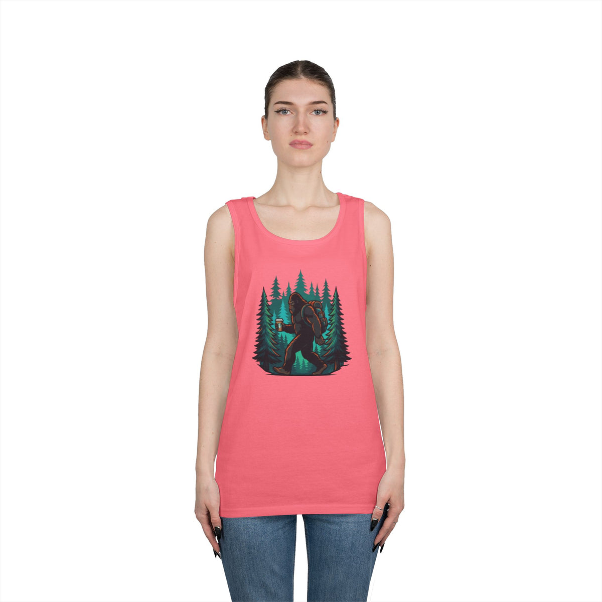 Color: Safety Pink | Bigfoot-Sasquatch (North America) Tank Top