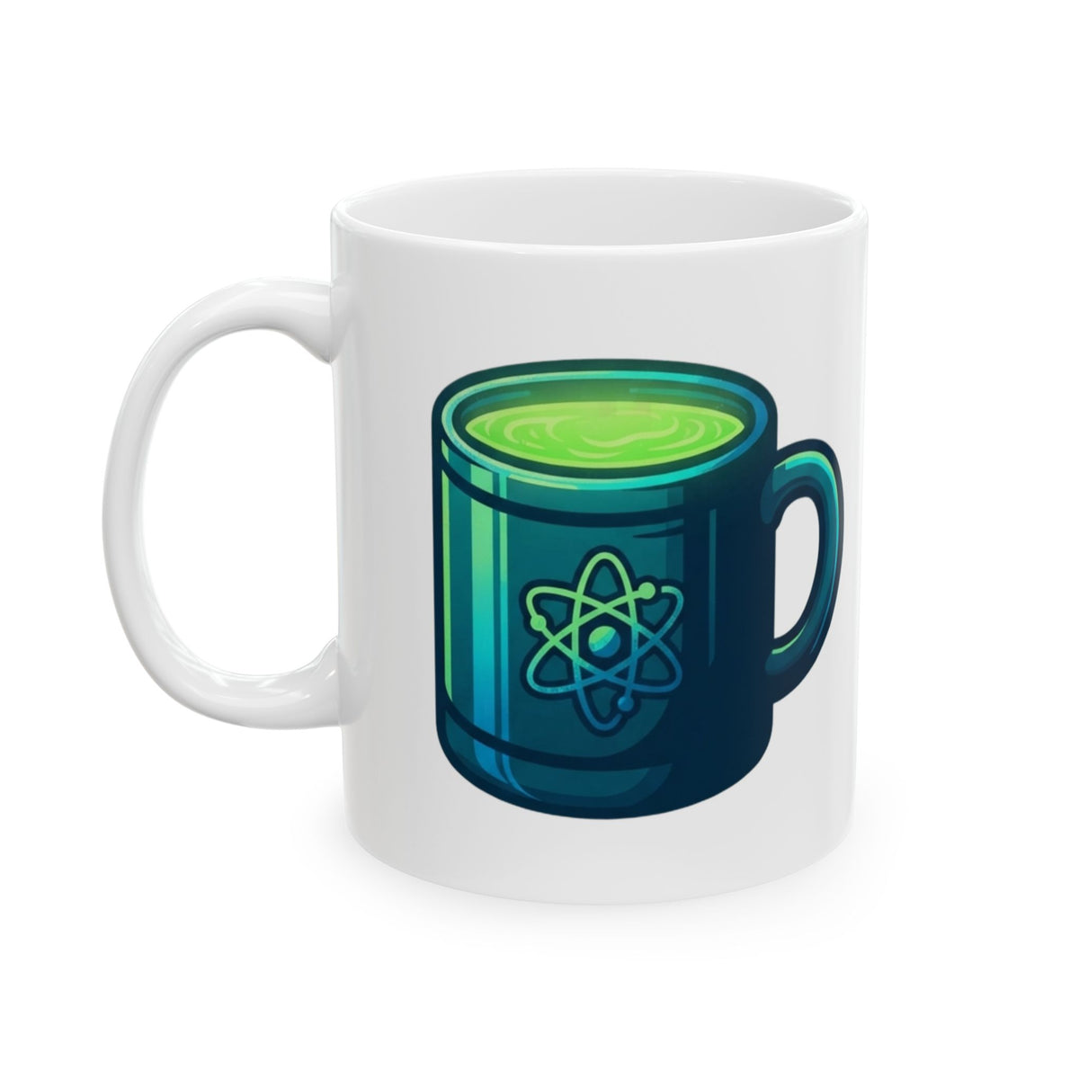 "I Like My Radiation Like My Coffee" White Ceramic Mug — Graphic