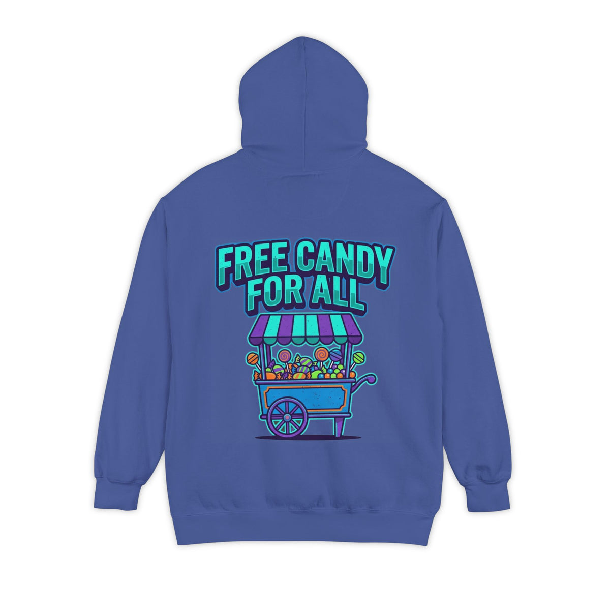 Color: Flo Blue | Free Candy For All Garment-Dyed Hoodie