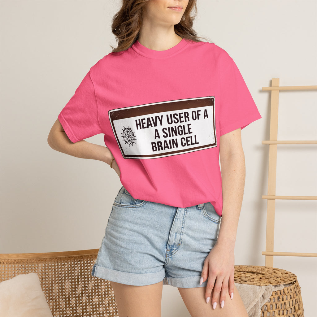 “Heavy User of a Single Brain Cell” Unisex Garment-Dyed T-shirt