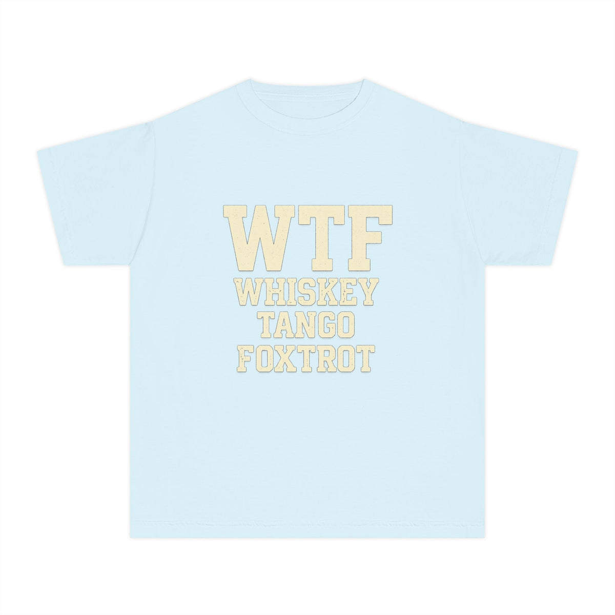 Color: Chambray | Whisky Tango Foxtrot - WTF Decoded | Youth Tee — AttitudeShirts