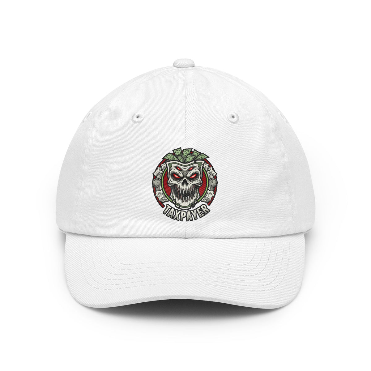 Color: White | Horror of Taxes Dad Hat — Graphic