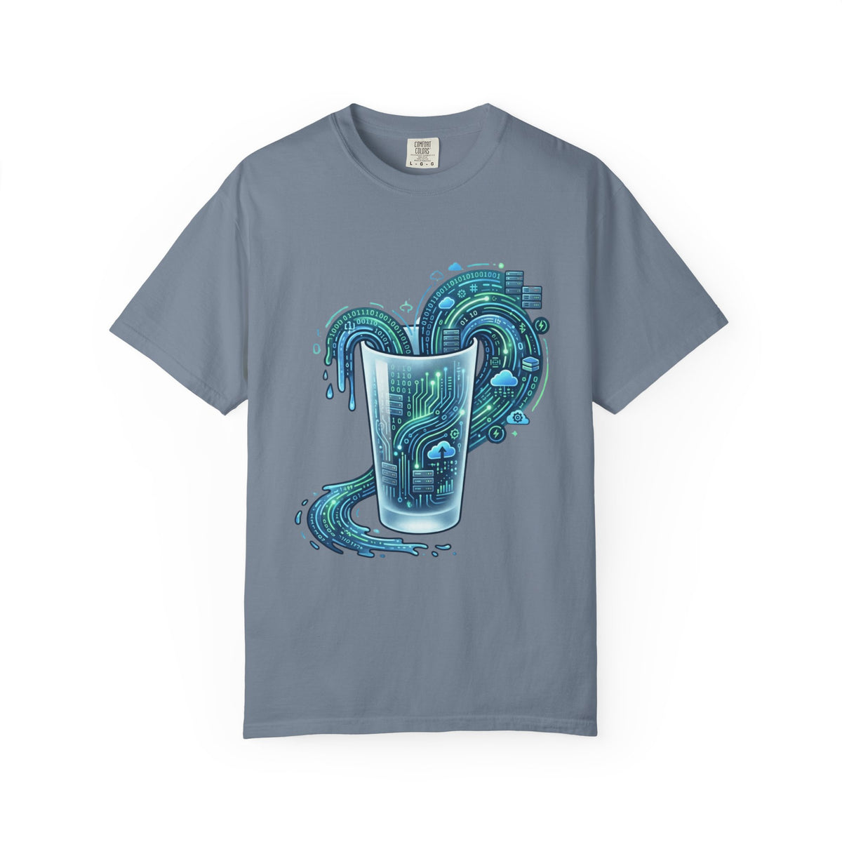 Color: Blue Jean | Glass of Data Unisex Garment-Dyed T-shirt
