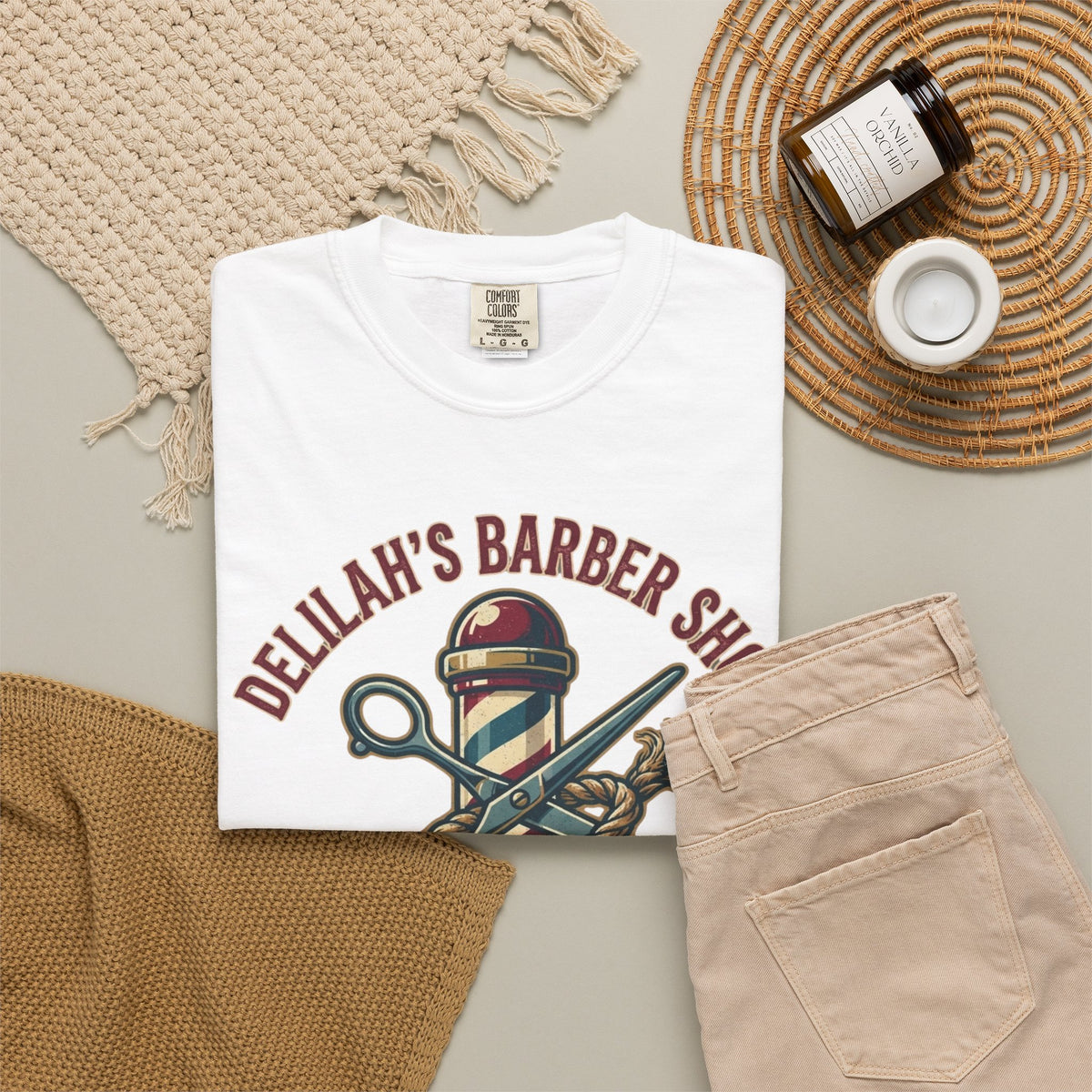 "Good Book Series Delilah's Barber Shop" Unisex Garment-Dyed Tee