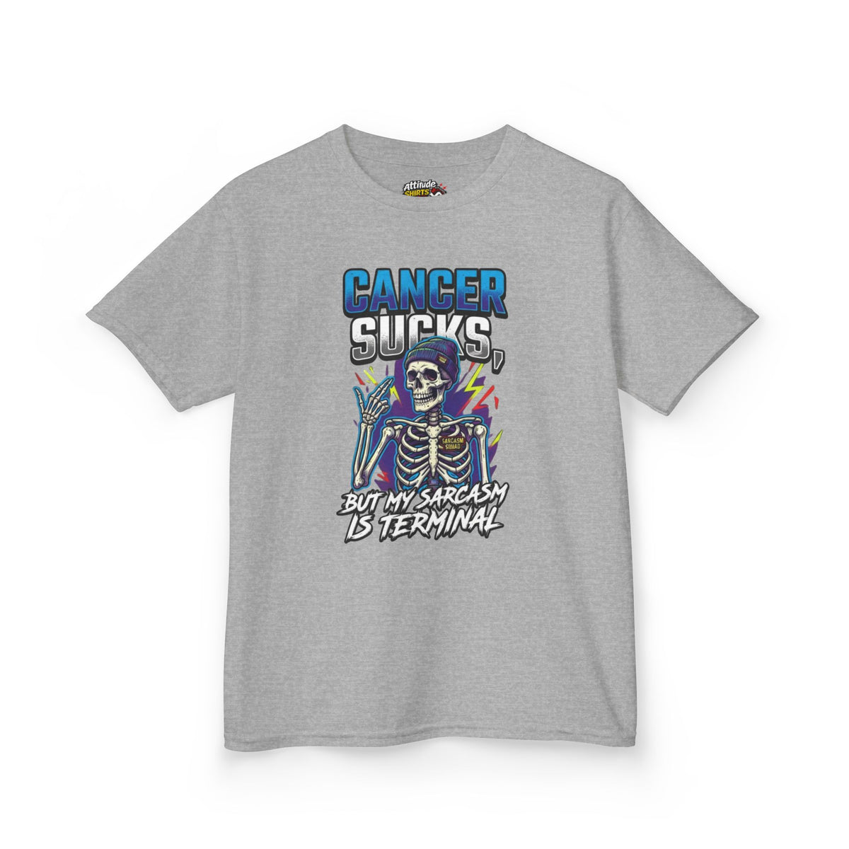 Color: Sport Grey | Cancer Sucks But My Sarcasm Is Terminal Kids Tee