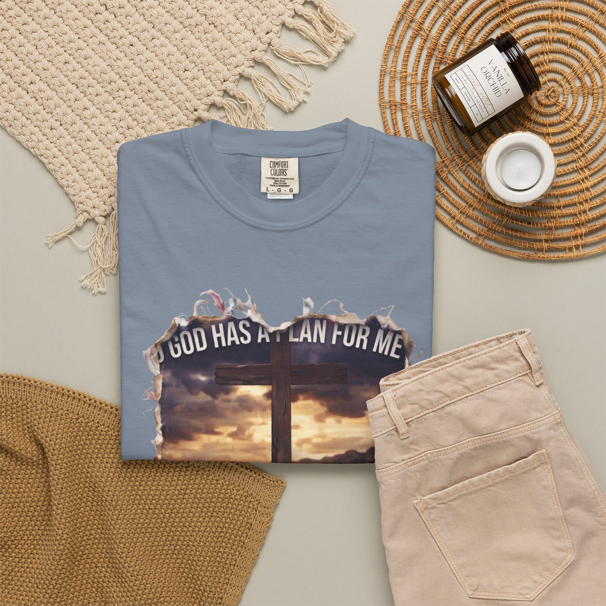 "God Has A Plan For Me" Unisex Garment-Dyed Tee