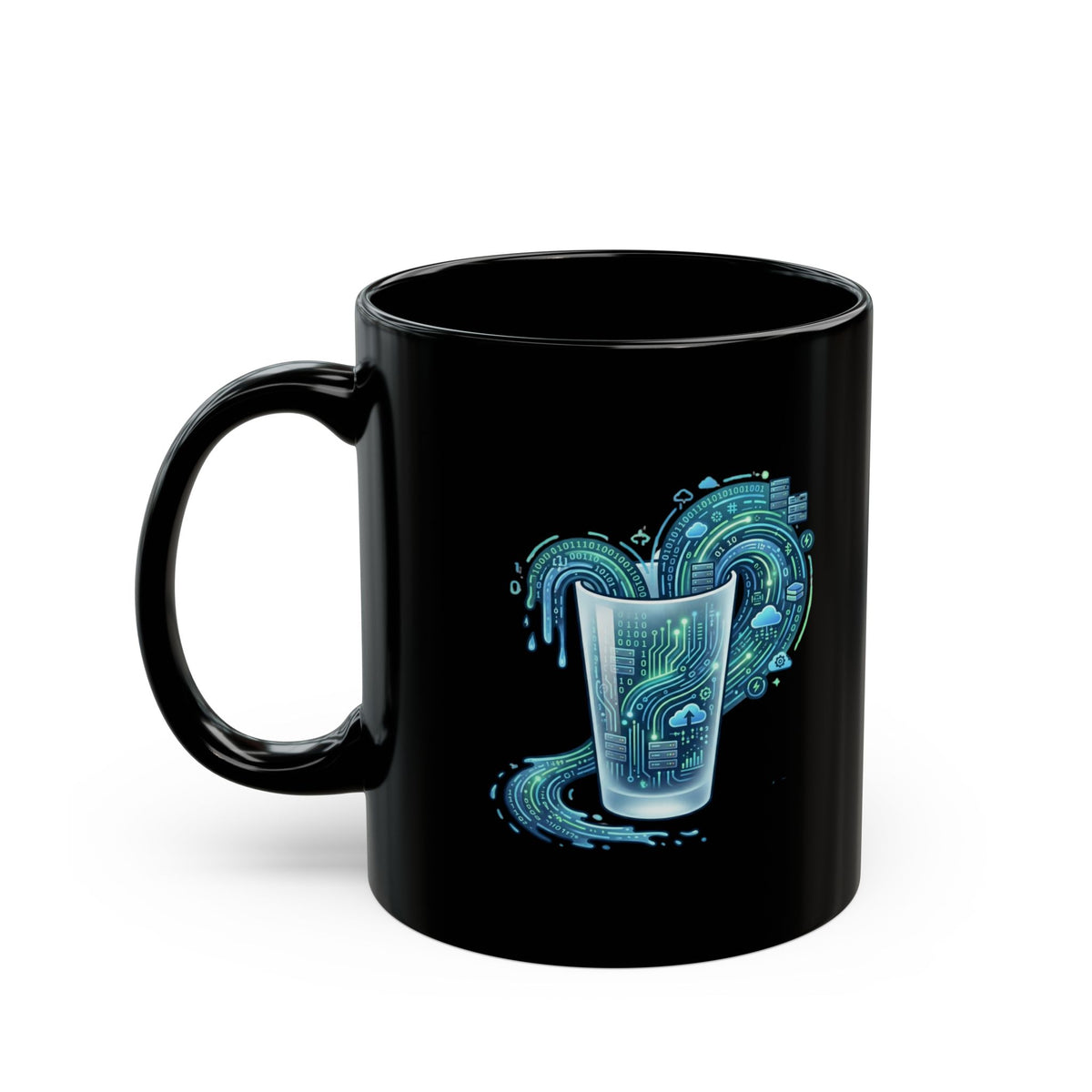 "Glass of Data" Black Ceramic Mug
