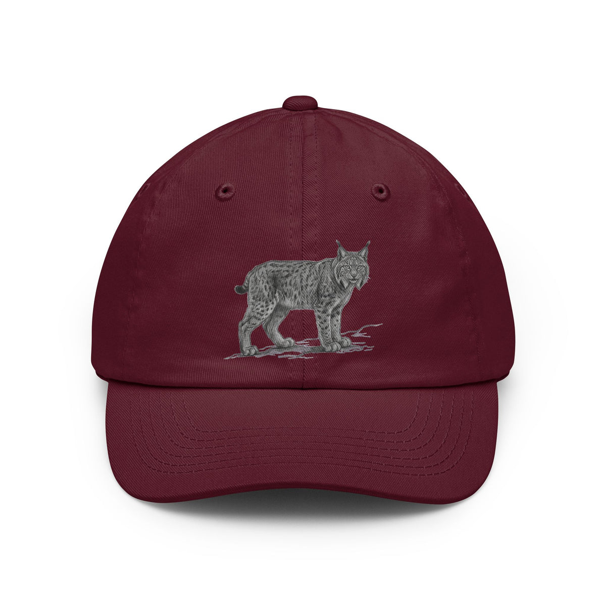 Color: Maroon | Pencil Sketch Art Lynx Dad Hat