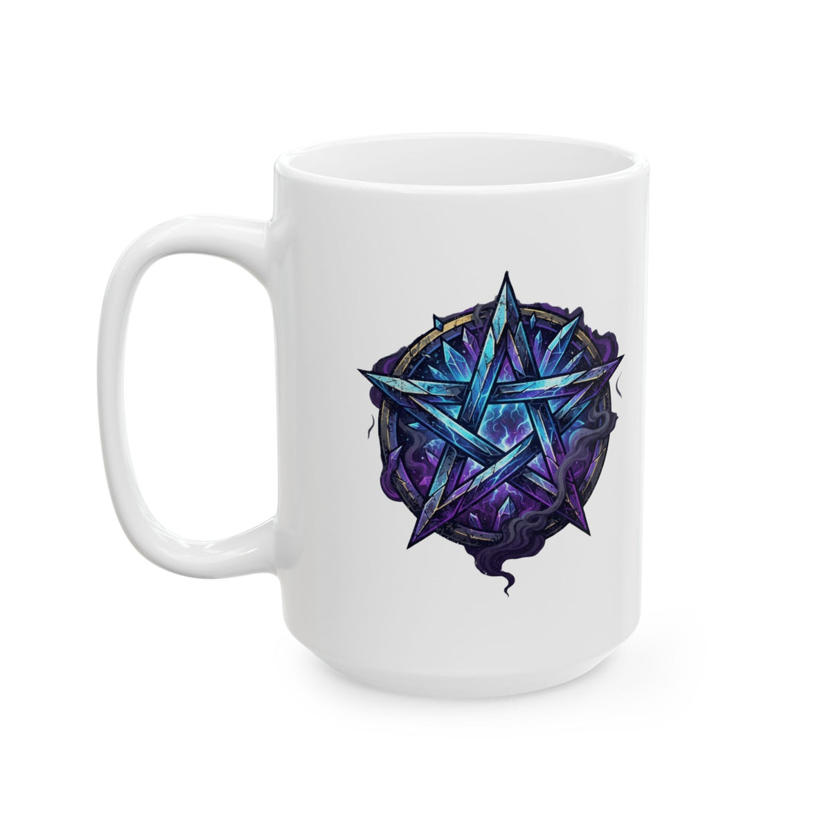 "Cosmic Spectrum Pentacle" White Ceramic Mug — Graphic