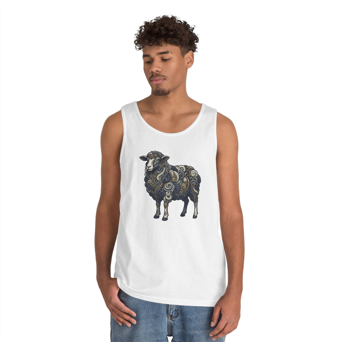Color: White | Barnyard Sheep Tank Top