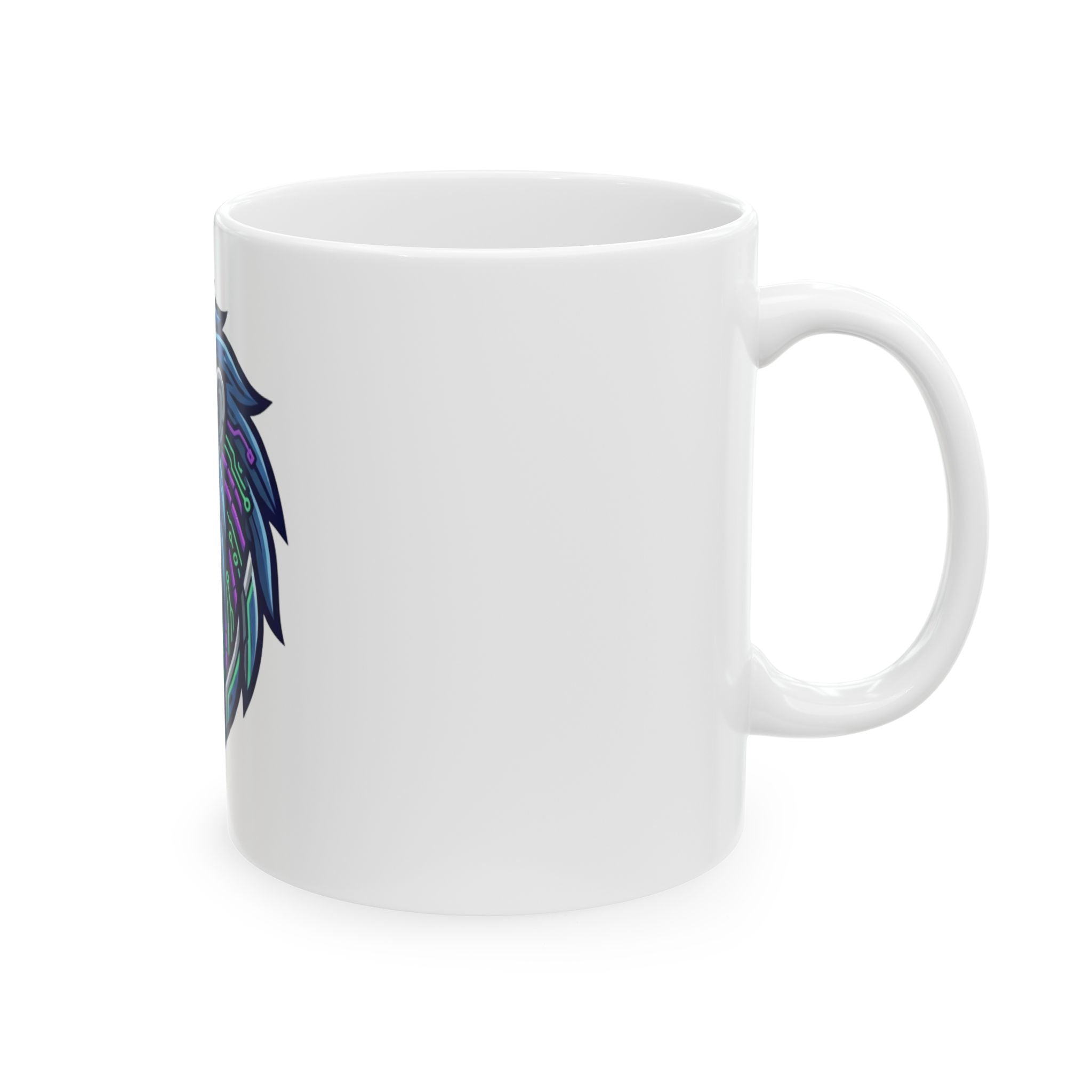 "Cyber Lion" White Ceramic Mug — Graphic