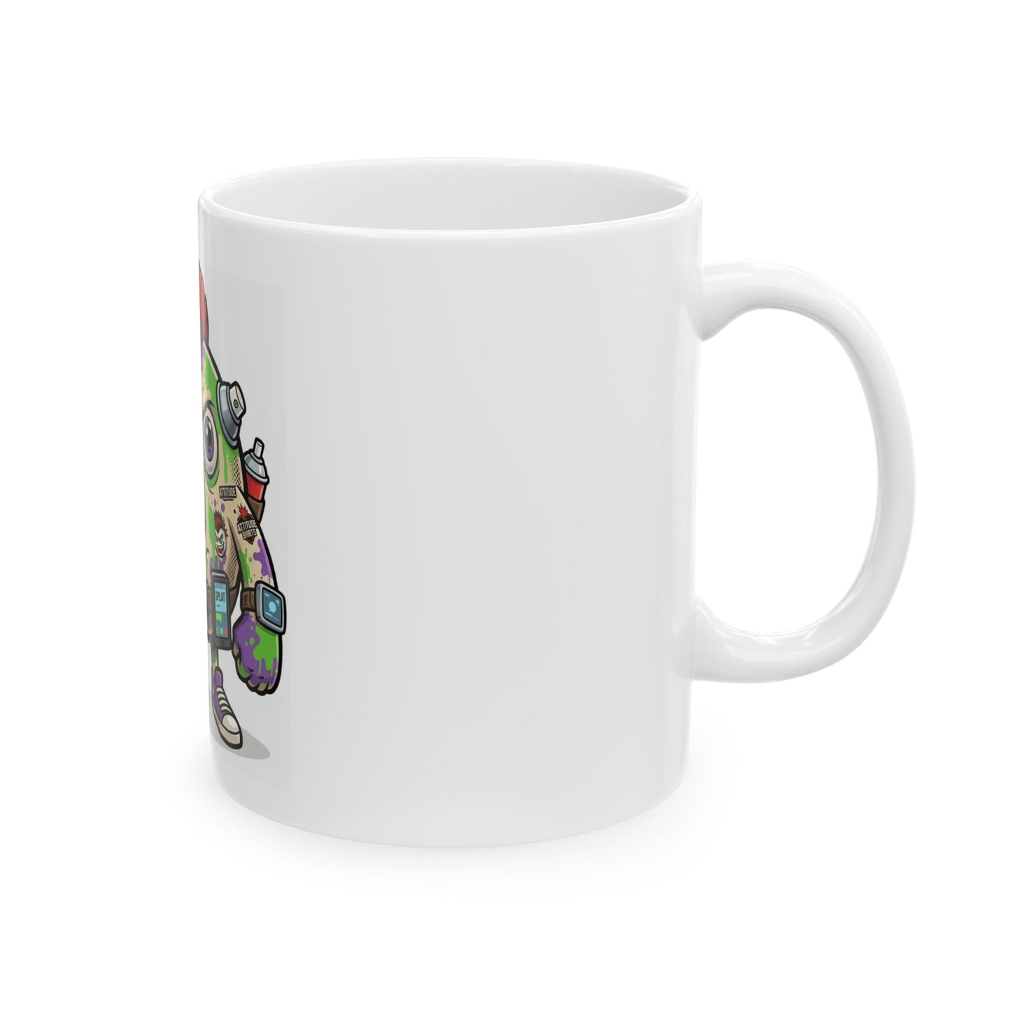 "Graffiti" White Ceramic Mug