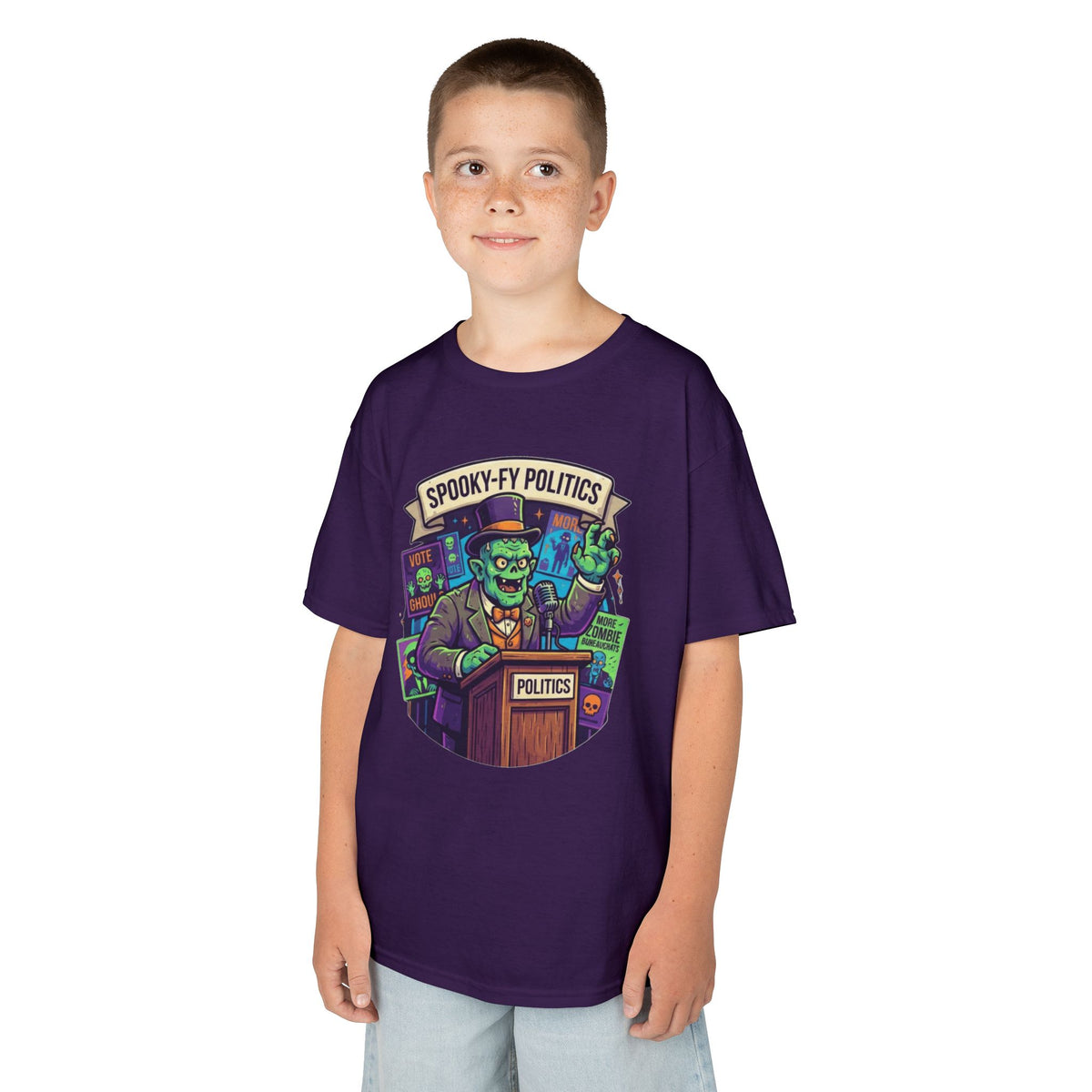 Color: Purple | Spooky-Fy Politics Kids Tee