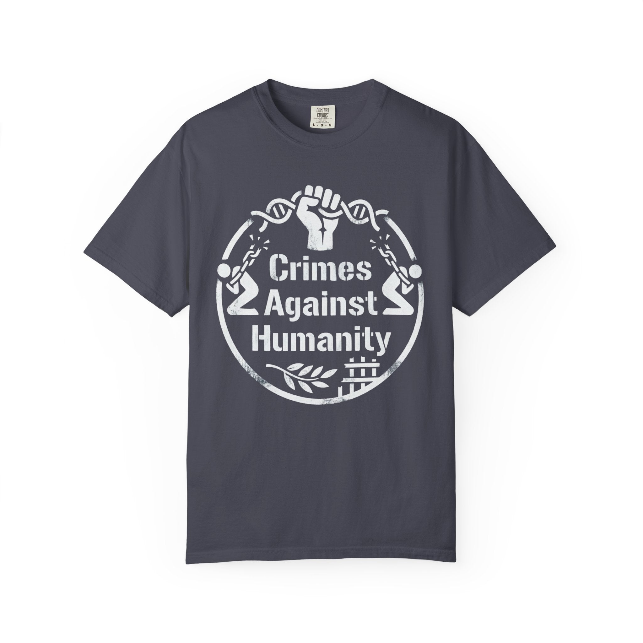 "Crimes Against Humanity" Unisex Garment-Dyed Tee