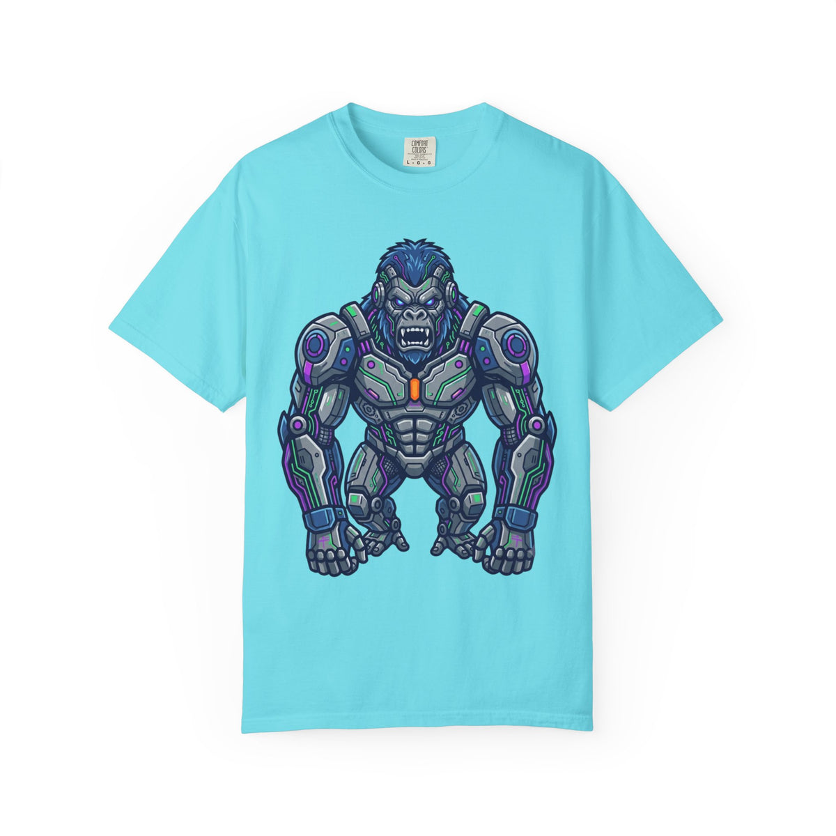 Color: Lagoon Blue | Cyber Gorilla Unisex Garment-Dyed Tee